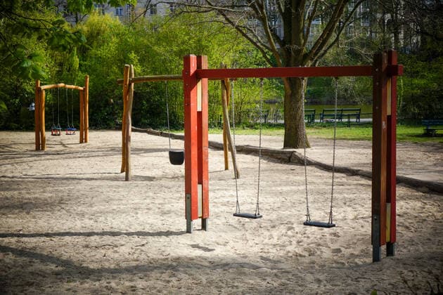 16 04 2020,Berlin,Germany,GER,the city at the time of the Corona pandemic Large playground at Lietzensee All playgrounds in Berlin are currently closed due to the pandemic