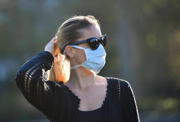 Woman with face mask, Portrait, Corona crisis, Germany Coronavirus