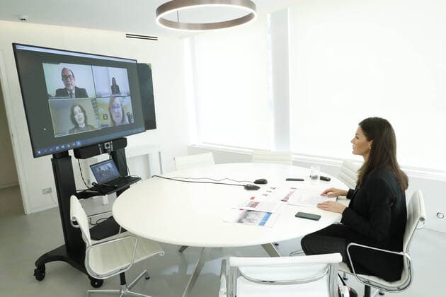 17-04-2020 Madrid Queen Letizia attends a videoconference, the presidents of Confe Aspace Madrid and the Association ‘El Despertar’ have explained the aggravated difficulties of people suffering from cerebral palsy before COVID19 at Zarzuela Palace in Madrid, Spain  Copyright: xPPEx