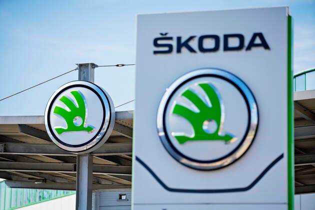 Logo of the Skoda Auto, Czech automobile manufacturer of Volkswagen Group, is seen in Repov, Mlada Boleslav, Czech Republic, on April 16, 2020. (CTKxPhoto MartinxSterba) CTKPhotoF202004170906201