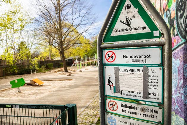 Closed playground in Berlin on 17 April 2020 Coronavirus in Berlin