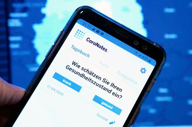 CoroNotes App from the Max Plack Institute for the collection of data to fight the corona virus Foto:xJ.xKrickx xFuturexImage