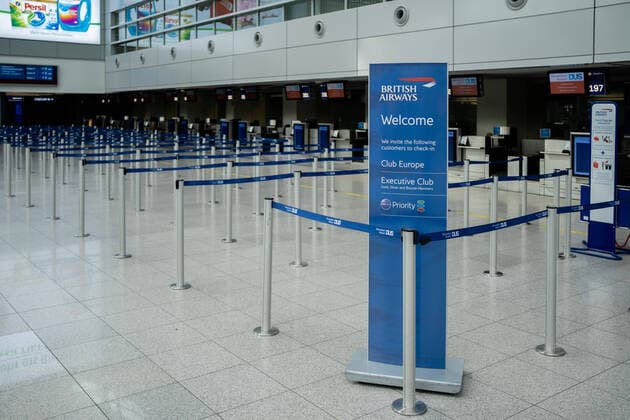 Düsseldorf Airport Düsseldorf, 18 04 2020 Deserted departure hall Düsseldorf Airport