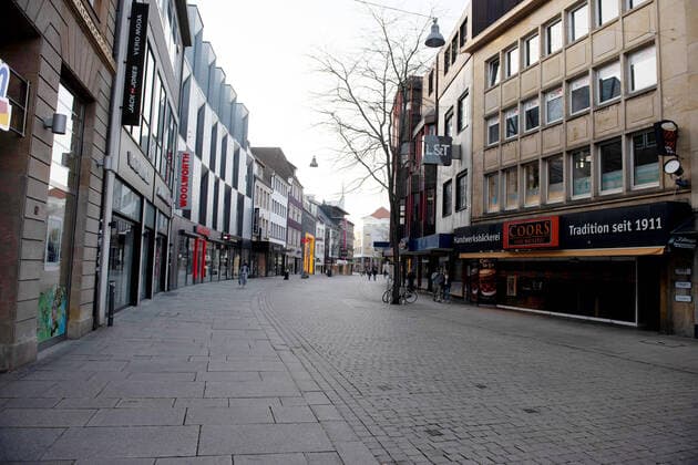 economy symbol photo on 16 04 2020 in Osnabrück Empty pedestrian zone pedestrian zone in Osnabrück Photo osnapix economy symbol photos MT