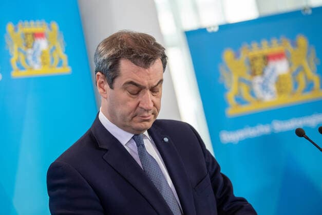 Coronavirus Bayern 20 03 2020, Bavaria, Munich Markus Söder CSU , Minister President of Bavaria, during a recent press conference in the Bavarian State Chancellery xRJPGx