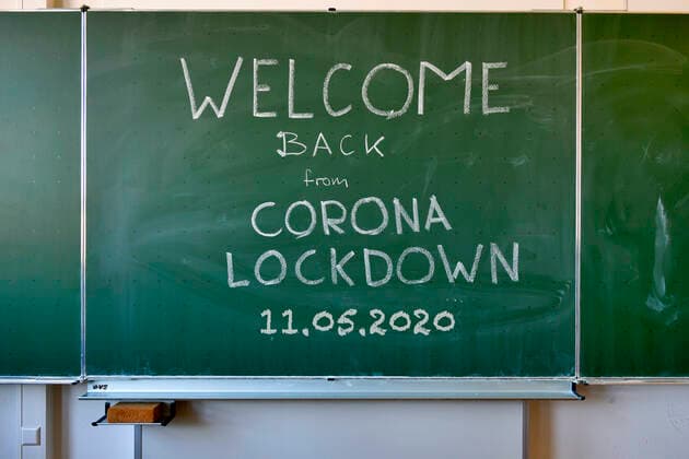 School restarts after Corona Lockdown, empty classroom, Germany School restarts after Corona Lockdown, empty classroom, Germany