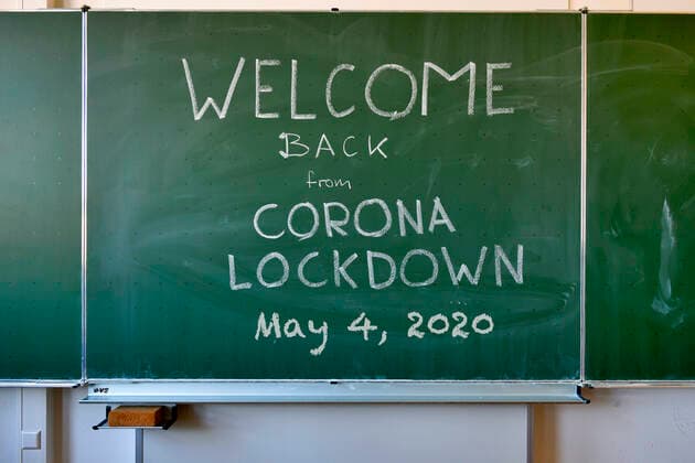 School restarts after Corona Lockdown, empty classroom, Germany School restarts after Corona Lockdown, empty classroom, Germany