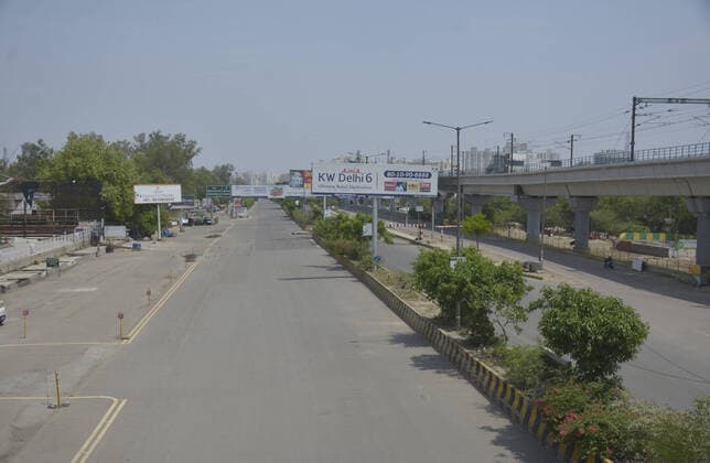 GHAZIABAD, INDIA - APRIL 21: A deserted road after the sealing of the Delhi- Uttar Pradesh border at Kaushambi on April 21, 2020 in Ghaziabad, India. Commuters were held up at Delhi-Ghaziabad border on Tuesday morning after the Ghaziabad district magistrate passed an order prohibiting movement to Delhi except for those involved in essential services or having a valid pass. (Photo by Sakib Ali Hindustan Times) Nationwide Lockdown In India To Curb Spread Of Coronavirus Covid-19 Pandemic