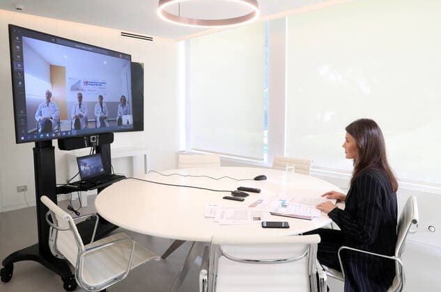 22-04-2020 Queen Letizia attends a videoconference with Gregorio Maranon Maternal and Child Hospital at Zarzuela Palace in Madrid, Spain.  Copyright: xPPEx