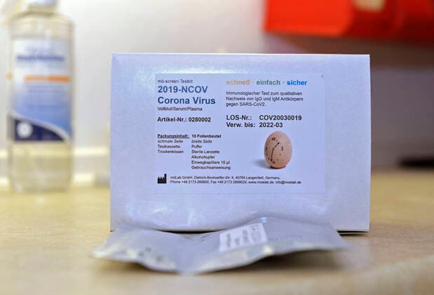 22 04 2020, COVID 19 Antibody Test Kit, Corona Virus Rapid Test is a rapid chromatographic immunoassay for the qualitative detection of IgG and IgM antibodies to SARS CoV 2 in human whole blood, serum or plasma as an aid in the diagnosis of primary and secondary SARS CoV 2 infections 22 04 2020, Corona Virus Antibody Test 22 04 2020, Corona Virus Antibody Test