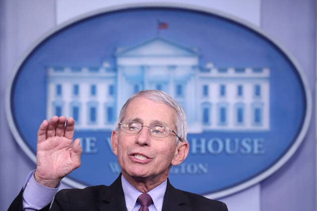 Anthony Fauci, Director of the National Institute of Allergy and Infectious Diseases, is joined by members of the Coronavirus Task Force to deliver remarks on the COVID-19 pandemic in the James S. Brady Press Briefing Room of the White House in Washington, DC, USA, 22 April 2020.  WAX20200422151 MICHAELxREYNOLDS
