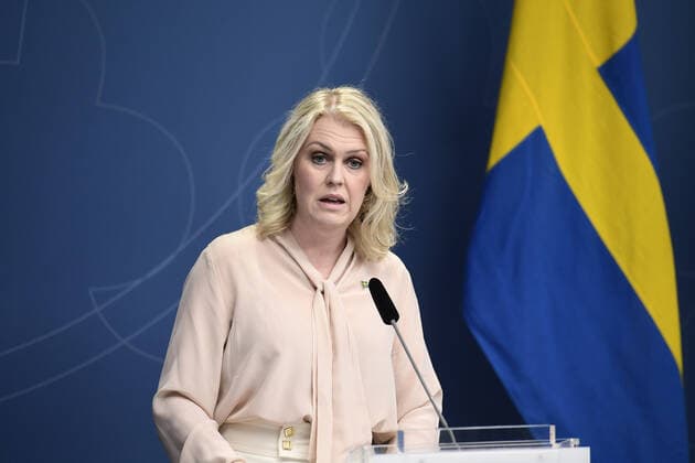 Social Minister Lena Hallengren S during the governments press conference on Wednesday about the situation during the corona pandemic Stockholm Sweden x2512x,  Copyright: xERICSSONxMARCUS Aftonbladetx Pressträff regeringen