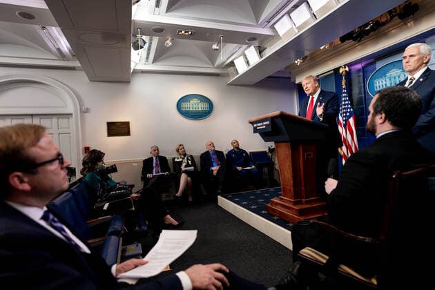 April 22, 2020, Washington, DC, United States of America: U.S. President Donald Trump responds to a reporters question during a coronavirus update briefing in the Briefing Room of the White House April 22, 2020 in Washington, DC. Washington United States of America - ZUMAp138 20200422_zaa_p138_024 Copyright: xD.xMylesxCullen WhitexHousex