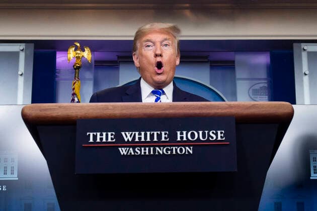 United States President Donald J. Trump participates in a news conference on the COVID-19 pandemic with members of the Coronavirus Task Force, in the James S. Brady Press Briefing Room of the White House in Washington, DC, USA, 23 April 2020. Copyright: xMichaelxReynoldsx xPoolxviaxCNPx MediaPunchx