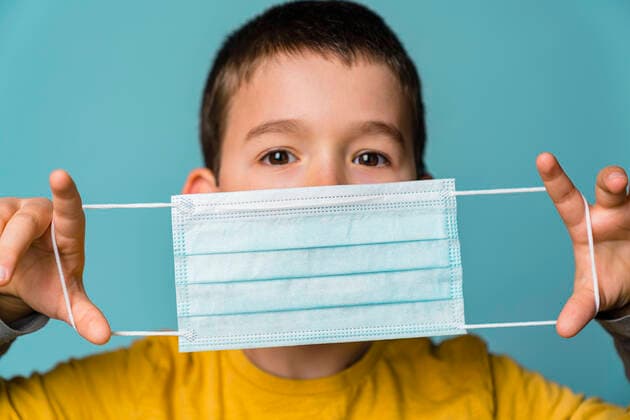 Portrait of boy with mask model released Symbolfoto property released MGIF00883
