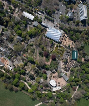 GER Sachsen Aerial Photography Aerial Photography here view of the Dresden Zoo with enclosures and animal houses 23 04 20 230420 ddbd