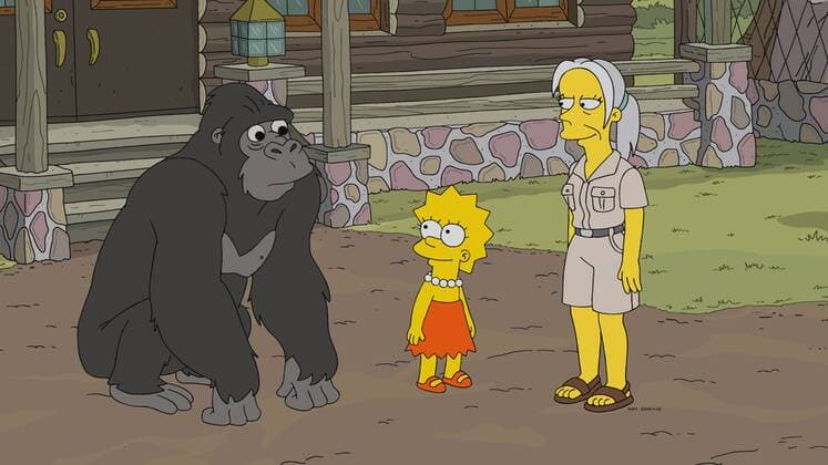 THE SIMPSONS, 2nd from left: Lisa Simpson (voice: Yeardley Smith), Jane Goodall (voice: Jane Goodall), Gorillas on the Mist , (Season 31, Episode 3105, aired Nov. 3, 2019). photo: Fox courtesy Everett Collection Please credit 20thCentFox Courtesy Everett Collection !ACHTUNG AUFNAHMEDATUM GESCHÃ„TZT! PUBLICATIONXNOTxINxCANxCHNxFRAxITAxJPNxNORxPOLxRUSxESPxUKxUSA Copyright: x20thCentFox CourtesyxEverettxCollectionx TCDSIMP FE302
