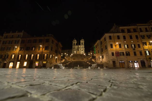 Italy: Rome by night during lockdown for Covid-19 View of the Spanish Steps at night during the lockdown Roma Italy Copyright: MatteoxNardone