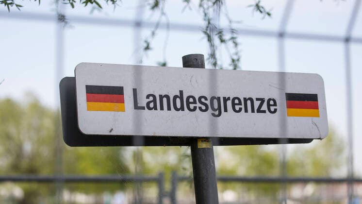 Kreuzlingen, Switzerland - April 20, 2020: Border debt of the Federal Republic of Germany on the border with Switzerland. This sign symbolically represents the border between Kreuzlingen (Switzerland) and Constance (Germany). Panedmie