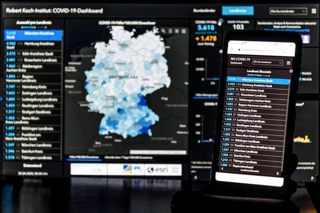 Total COVID 19 cases in Germany per county on 30 04 2020 at 00 00 oclock by RKI Dashboard with Munich County Free City as highlight Foto:xD.xAnoraganingrumx xFuturexImage