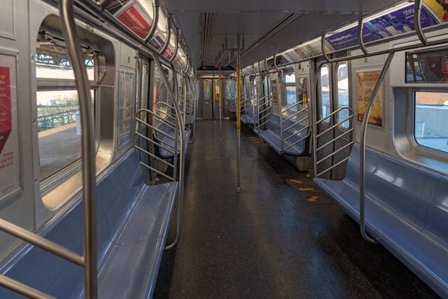 May 3, 2020, New York, United States: An empty subway is seen at the Astoria Ditmars station amid the coronavirus pandemic in New York City. New York United States - ZUMAs197 20200503_zaa_s197_206 Copyright: xRonxAdarx