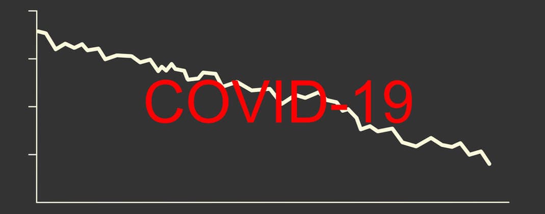 Illustration with falling share price due to coronvirus