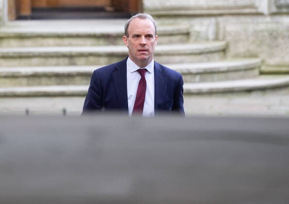 . 05 05 2020. London, United Kingdom. Dominic Raab, Foreign Secretary, arrives for the meeting. Covid-19 meeting.  xMarkxThomasx xi-Imagesx IIM-21092-0011