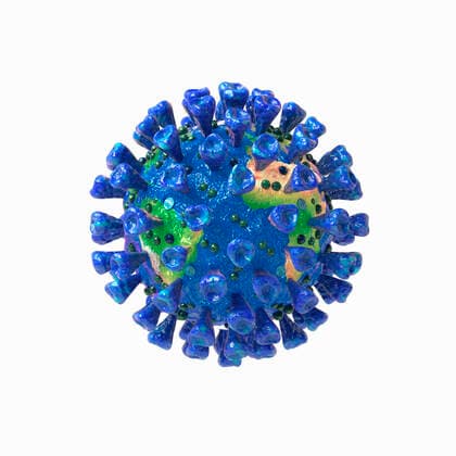Computer-generated corona virus as a world map  Copyright: xOliverxBurstonx 10100405