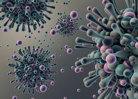 Computer generated illustration of a coronavirus organism  Copyright: xAeriformx 10270625