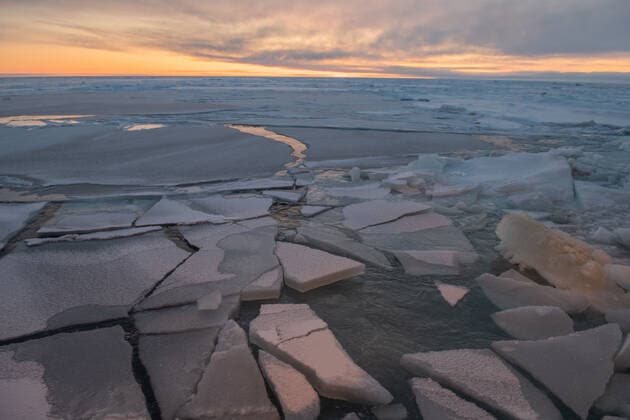 September 29, 2019, Arctic Sea, Arctic: Sea ice on Arctic Ocean. MOSAiC is the largest polar expedition in history: in September 2019, the German research icebreaker Polarstern has set sail from Tromso, Norway, to spend a year drifting through the Arctic Ocean, trapped in ice. The goal of the MOSAiC expedition is to take the closest look ever at the Arctic as the epicenter of global warming and to gain fundamental insights that are key to better understand global climate change. Hundreds of researchers from 20 countries are involved in this exceptional endeavor. Following in the footsteps of Fridtjof Nansen s ground-breaking expedition with his wooden sailing ship Fram in 1893-1896, the MOSAiC expedition will bring a modern research icebreaker close to the north pole for a full year including for the first time in polar winter. The data g - ZUMAz03_ 20191029_arc_z03_088 Copyright: xEstherxHorvathx
