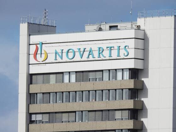 12 02 2020 Basel ,Switzerland In the picture Novartis high-rise logo lettering, real estate chemical industry