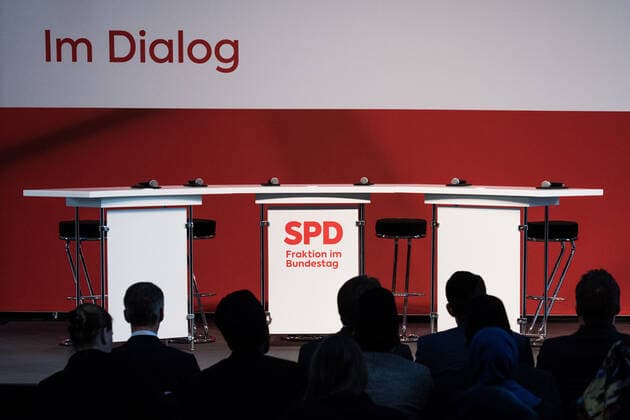 Berlin, Feature Spd Parliamentary Group Germany, Berlin 04 03 2020 The picture shows the empty speakers podium during an event of the SPD Parliamentary Group in the German Bundestag Berlin Bundestag Berlin Germany