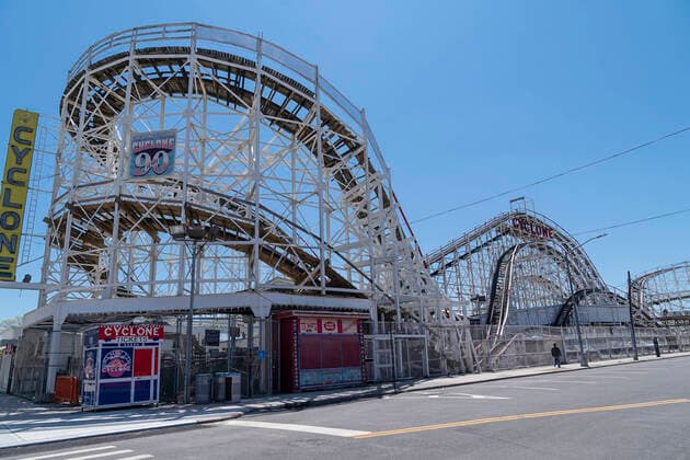 Live on Coney Island amid COVID-19 pandemic Empty closed amusement Luna Park at Coney Island Brooklyn during COVID-19 pandemic New York New York United States Copyright: LevxRadin