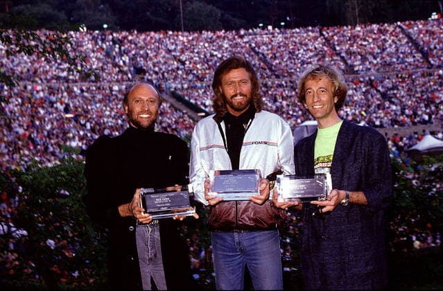 1 Konzert 91: Bee Gees (voc), Maurice, Barry und Robin Gibb; Pop, Musik, *** 1 concert 91 Bee Gees voc , Maurice, Barry and Robin Gibb Pop, music, Copyright: xHeinrichx BriganiArt_00006956_00006956