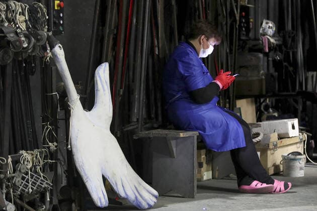 MINSK, BELARUS - MAY 22, 2020: A worker seen behing the scenes of the National Academic Bolshoi Opera and Ballet Theater of the Republic of Belarus. Natalia Fedosenko TASS  TS0DA013