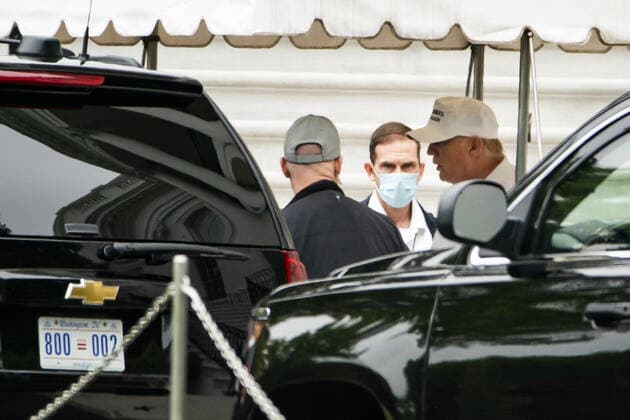 President Donald Trump in golf attire departs the White House en route to the Trump National Golf Club in Sterling, Virginia, on Sunday, May 24, 2020. This is the second time in two days the president has visited his golf club near Washington, DC. He played golf on Saturday, the first time since the lockdown over the coronavirus COVID-19 pandemic. Nearly 100,000 Americans have died due to the novel virus.  WAX20200524106 JIMxLOxSCALZO