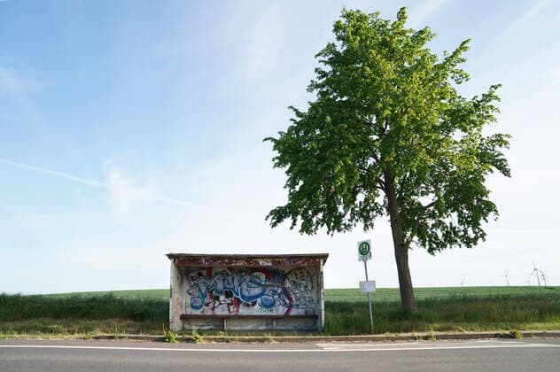 Uckermark GER, Germany, 20200522,Uckermark, bus stop Wilhelmshof Siedlung