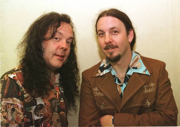 1 Portrait, Gruppenfoto 98: David Lindley & Wally Ingram, Musik, Country, Spaß, Blues, Folk, Rock, Sänger, voc, Gitarrist, g, Gitarre, dr, drummer, *** 1 Portrait, group photo 98 David Lindley Wally Ingram, music, country, fun, blues, folk, rock, singer, voc, guitarist, g, guitar, dr, drummer, Copyright: xBRIGANI-ART HEINRICHx 00013765_00013765