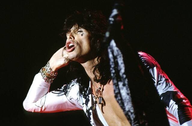 1 Konzert 90: Aerosmith, Sänger Steven Tyler (voc), mit Halskette und freier Brust in der Berliner Waldbuehne, Rock, Rockveteranen, Musik, Tuch am Mikroständer, Berlin Deutschland, Germany *** 1 concert 90 Aerosmith, singer Steven Tyler voc , with necklace and free chest in the Berlin Waldbuehne, Rock, Rockveterans, music, cloth on micro stand, Berlin Germany, Germany Copyright: xBRIGANI-ART HEINRICHx 00015676_00015676