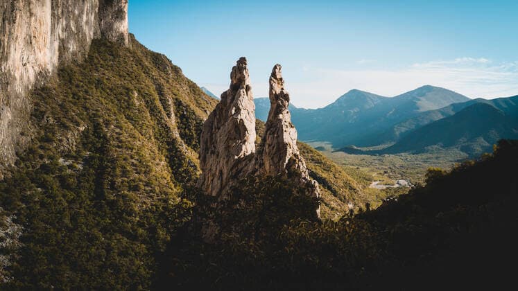 Landscape photo of the spires in the mountains of Potrero Chico Hidalgo, N.L., Mexico CR_ASYDIR200504-365515-01