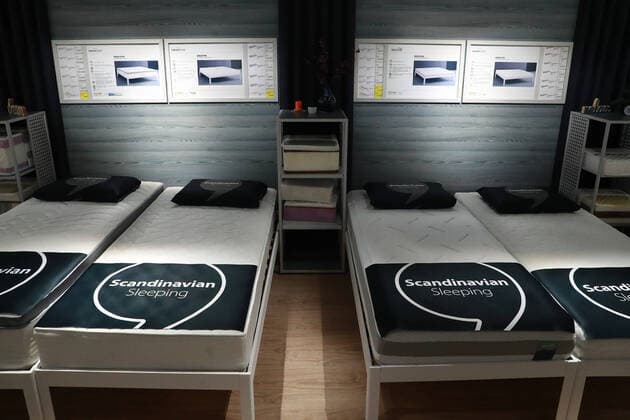 MOSCOW, RUSSIA - JUNE 3, 2020: Mattresses for sale at the first household goods store launched by the Danish retail chain Jysk at the Troika shopping centre. Sergei Fadeichev TASS  TS0DB462
