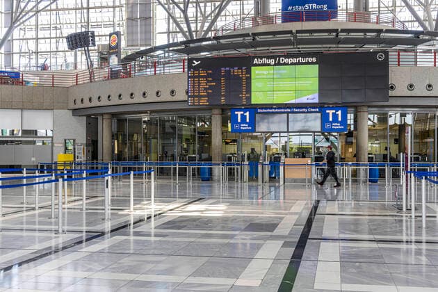 Germany, Baden Württemberg, Stuttgart, 02 06 2020 deserted Stuttgart Airport The lock down due to the corona crisis has been relaxed, but there are only seven take-offs at Airport Terminal 1