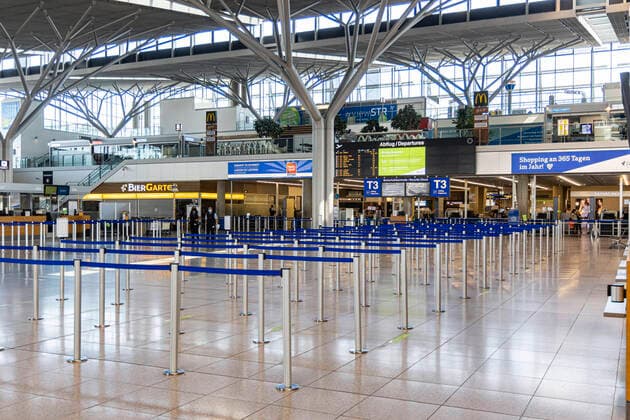 Germany, Baden Württemberg, Stuttgart, 02 06 2020 deserted Stuttgart Airport The lock down due to the corona crisis has been relaxed, but there are only seven take-offs at Airport Terminal 3