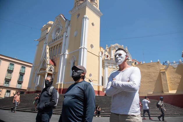 June 8, 2020, Xalapa, Veracruz, Mo xico: Hooded people and anarchists protest in the city of Xalapa in order to demand justice for the murder of Carlos Navarro, who lost his life within the state police separatives after being arrested. These protests join the international movement against police violence Xalapa MÃ xico - ZUMAqp1_ 20200608_zip_qp1_007 Copyright: xHectorxAdolfoxQuintanarxPerezx