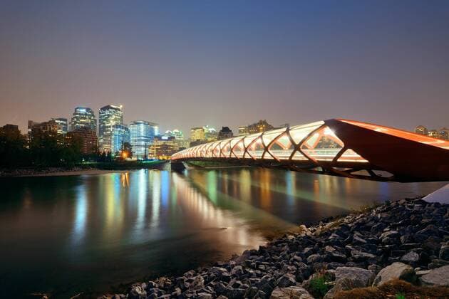 Modern travel Dusk Bridge Skyscraper Calgary City scenery Tuchong AB Architecture  268125015796744509