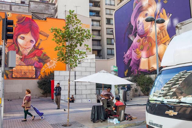 IMAGO Creative: Stadt-Dichotomien Street scene in Monjitas street, Bellas Artes neighborhood, Santiago. Chile. Santiago de Chile Santiago Republic of Chile Copyright: xLucasxVallecillosx xVWPicsx LVM-Ch.Sa.0956