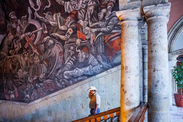 Detail of Hidalgo mural painting by Jose Clemente Orozco over the main staircase of the Government Palace, Guadalajara. Jalisco, Mexico Guadalajara Jalisco Mexico Copyright: xLucasxVallecillosx-xVWPicsx LVM-Mx.Rt.8444