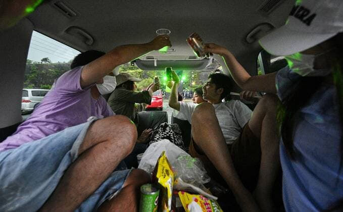 Drive-in music festival in Japan A test event for a drive-in music festival, launched as Japan s music industry has been hit hard by the coronavirus pandemic, is held in a mountainous area in Tochigi, eastern Japan, on June 13, 2020. 