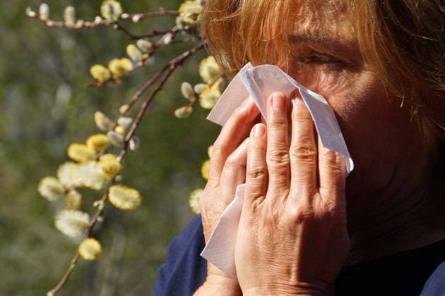 Frau hat Pollenallergie *** Woman has pollen allergy 1000004855