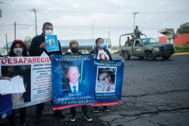 June 15, 2020, Xalapa, Veracruz, Mo xico: During the visit of President Andres Manuel Lopez Obrador to the city of Xalapa, relatives of disappeared people held a demonstration to ask for their support and to fulfill the campaign promises. Xalapa MÃ xico - ZUMAqp1_ 20200615_zip_qp1_002 Copyright: xHectorxAdolfoxQuintanarxPerezx